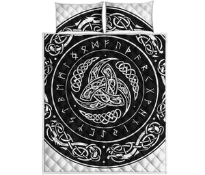 Viking Triple Horn Of Odin Print Quilt Bed Set