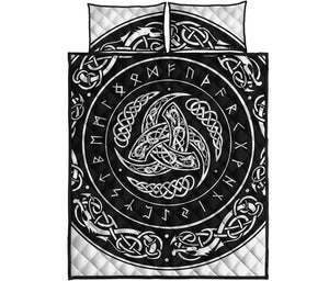 Viking Triple Horn Of Odin Print Quilt Bed Set