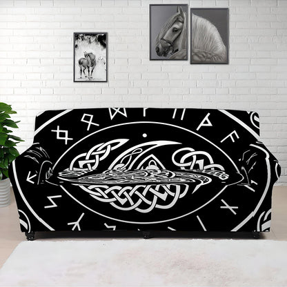 Viking Triple Horn Of Odin Print Sofa Cover