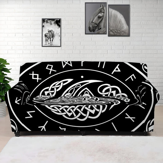 Viking Triple Horn Of Odin Print Sofa Cover
