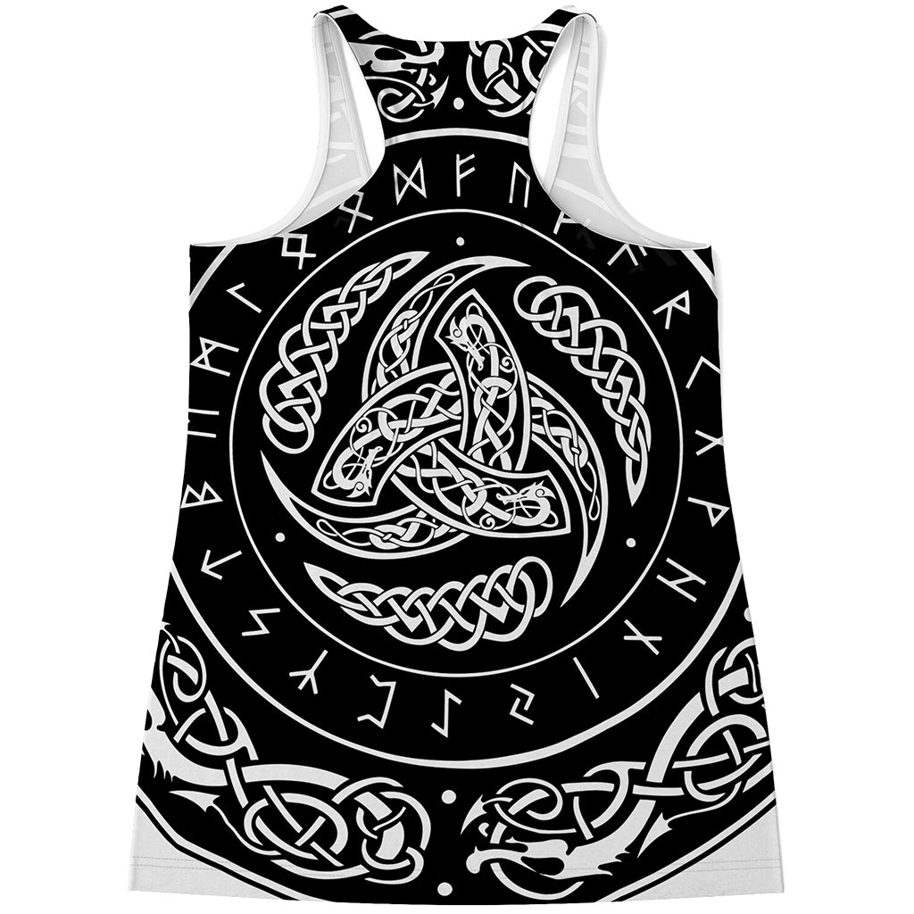 Viking Triple Horn Of Odin Print Women's Racerback Tank Top