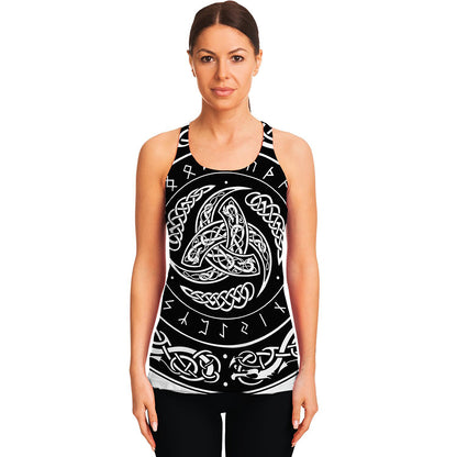 Viking Triple Horn Of Odin Print Women's Racerback Tank Top