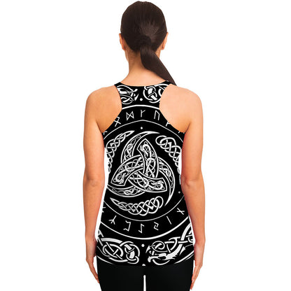 Viking Triple Horn Of Odin Print Women's Racerback Tank Top
