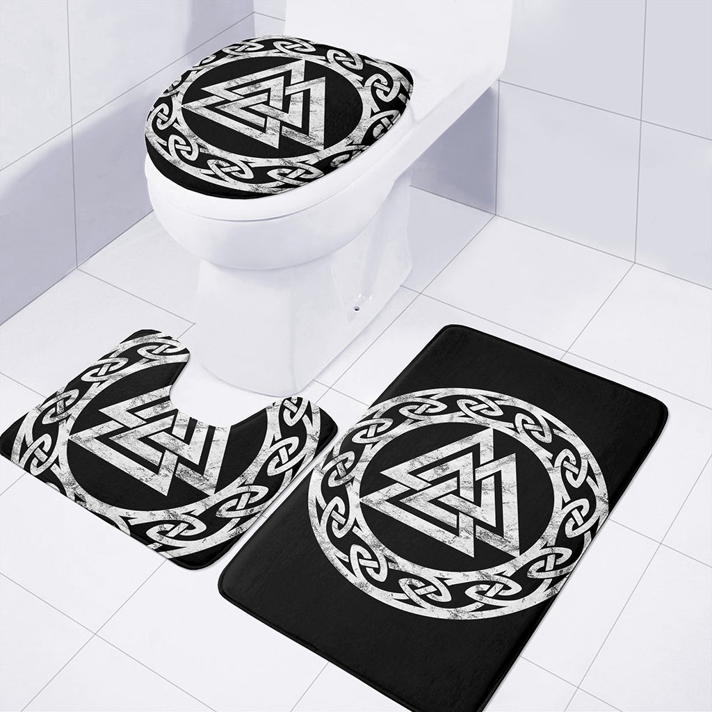 Viking Valhalla Symbol Print 3 Piece Bath Mat Set