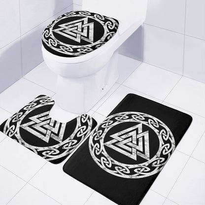 Viking Valhalla Symbol Print 3 Piece Bath Mat Set