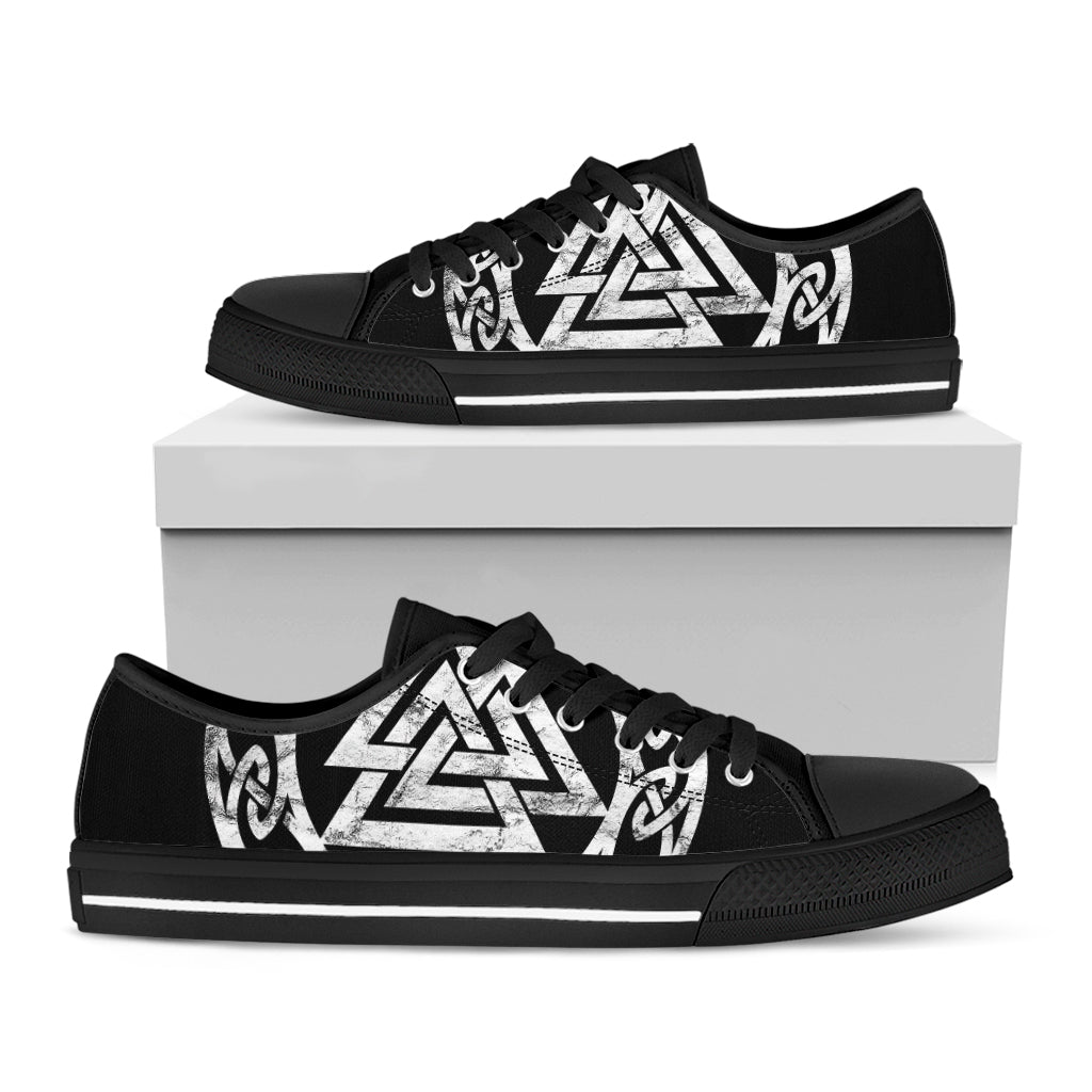 Viking Valhalla Symbol Print Black Low Top Shoes 
