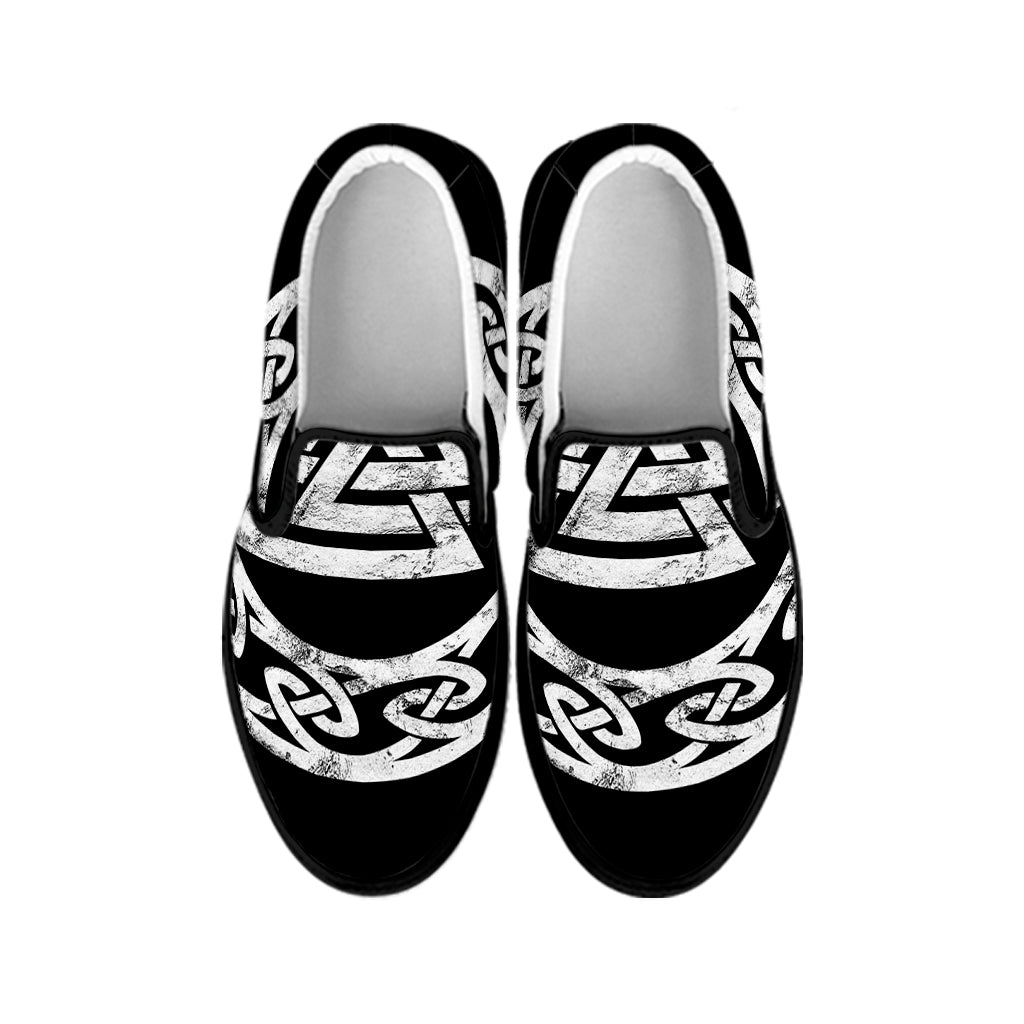 Viking Valhalla Symbol Print Black Slip On Shoes