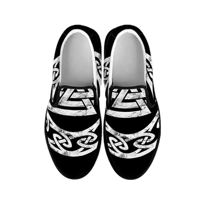 Viking Valhalla Symbol Print Black Slip On Shoes