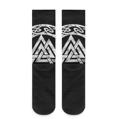 Viking Valhalla Symbol Print Crew Socks
