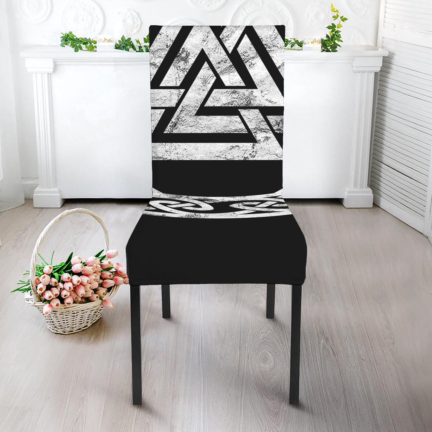 Viking Valhalla Symbol Print Dining Chair Slipcover