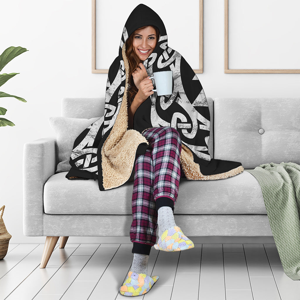 Viking Valhalla Symbol Print Hooded Blanket