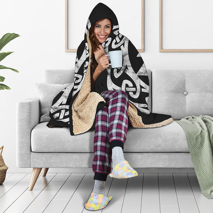 Viking Valhalla Symbol Print Hooded Blanket