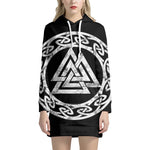 Viking Valhalla Symbol Print Pullover Hoodie Dress