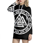Viking Valhalla Symbol Print Pullover Hoodie Dress