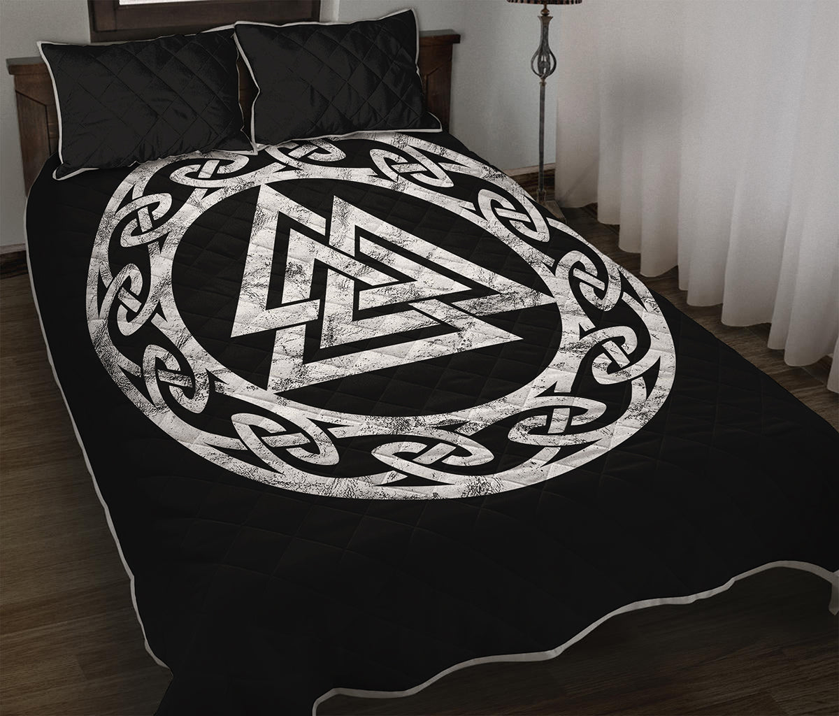 Viking Valhalla Symbol Print Quilt Bed Set
