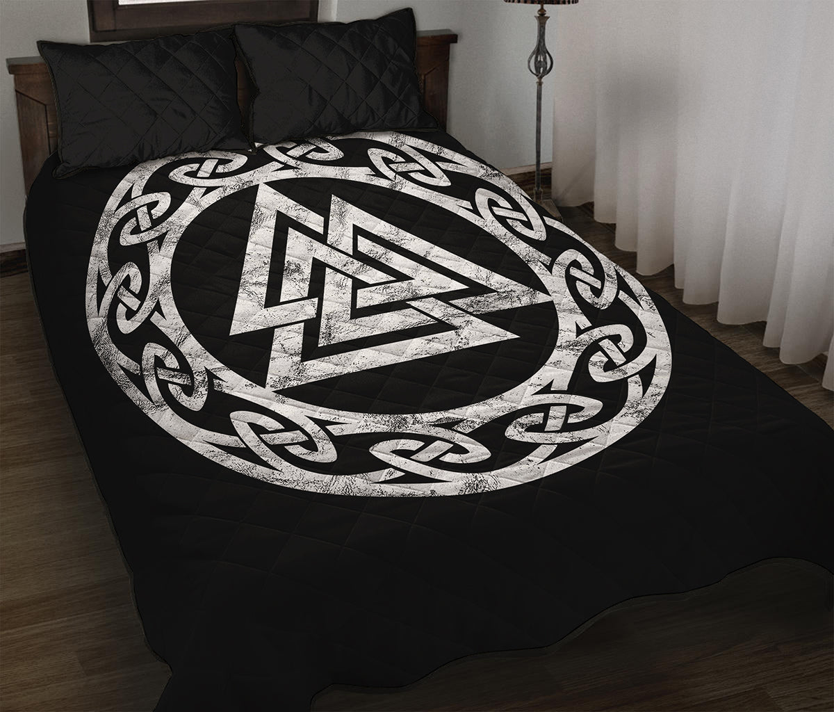 Viking Valhalla Symbol Print Quilt Bed Set