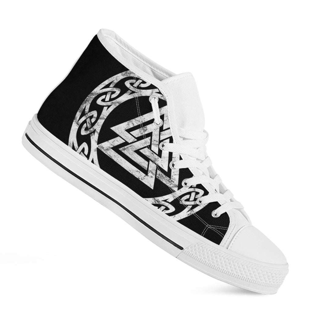 Viking Valhalla Symbol Print White High Top Shoes