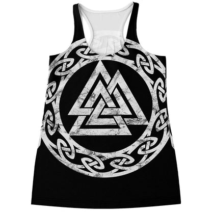 Viking Valhalla Symbol Print Women's Racerback Tank Top
