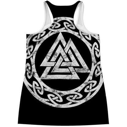 Viking Valhalla Symbol Print Women's Racerback Tank Top