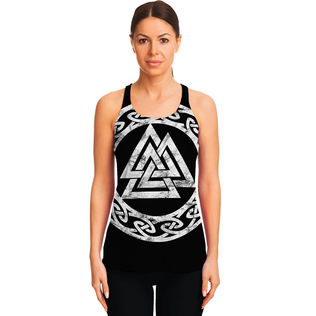 Viking Valhalla Symbol Print Women's Racerback Tank Top