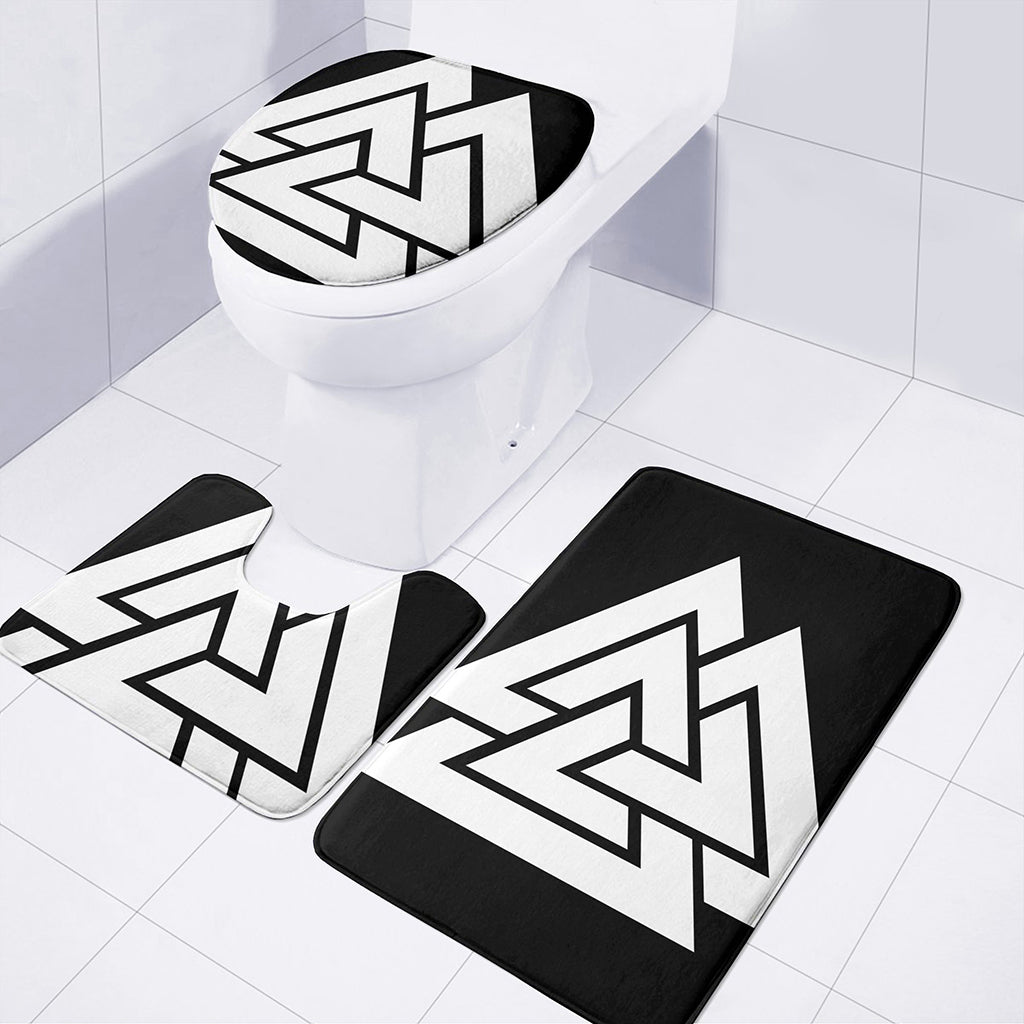 Viking Valknut Symbol Print 3 Piece Bath Mat Set
