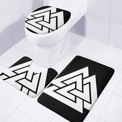 Viking Valknut Symbol Print 3 Piece Bath Mat Set