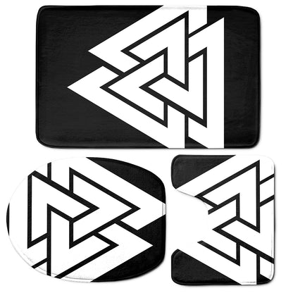 Viking Valknut Symbol Print 3 Piece Bath Mat Set