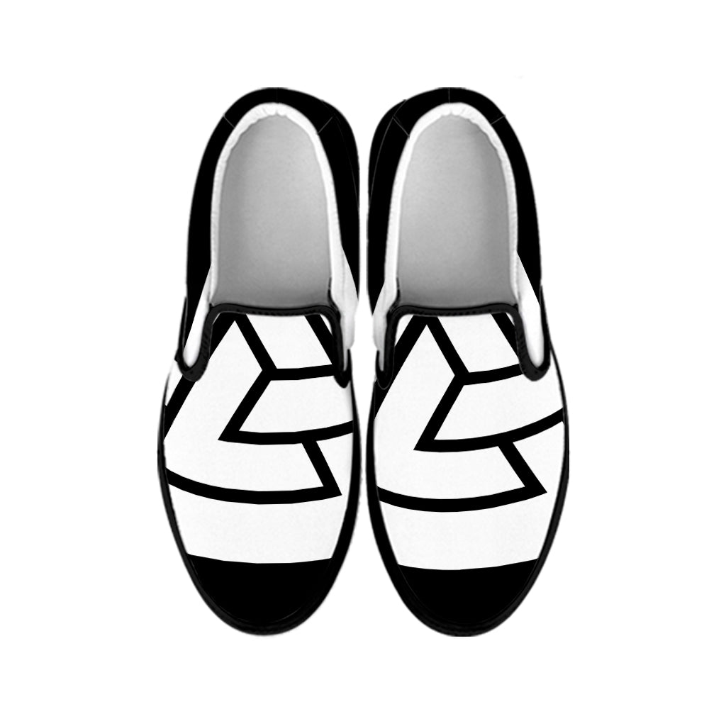 Viking Valknut Symbol Print Black Slip On Shoes