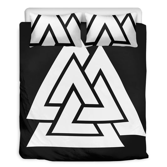 Viking Valknut Symbol Print Duvet Cover Bedding Set