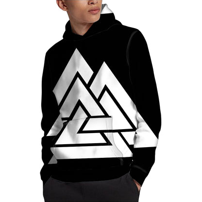 Viking Valknut Symbol Print Pullover Hoodie