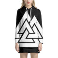 Viking Valknut Symbol Print Pullover Hoodie Dress