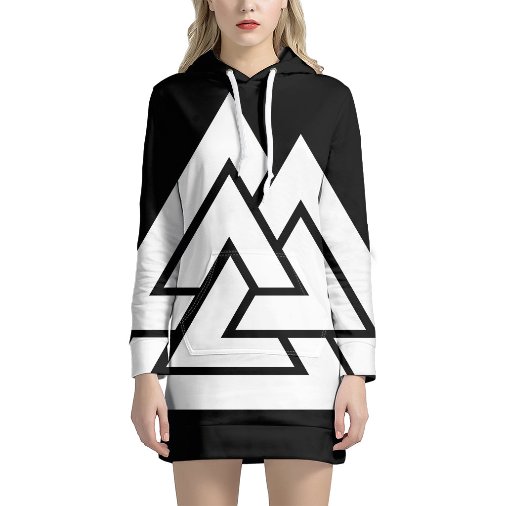 Viking Valknut Symbol Print Pullover Hoodie Dress