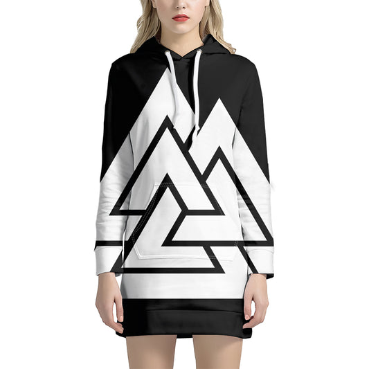 Viking Valknut Symbol Print Pullover Hoodie Dress