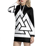 Viking Valknut Symbol Print Pullover Hoodie Dress