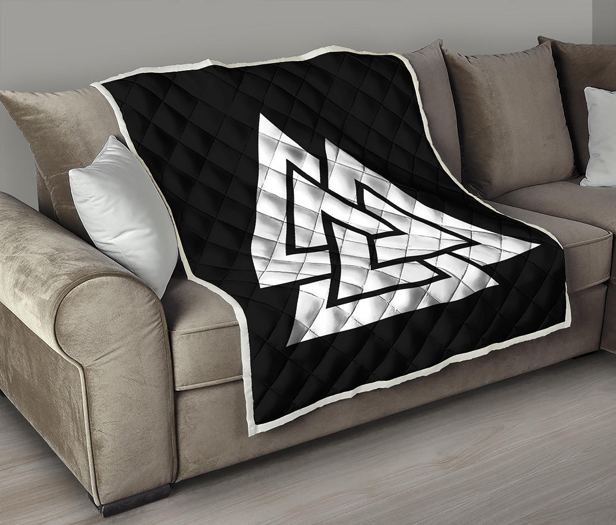 Viking Valknut Symbol Print Quilt
