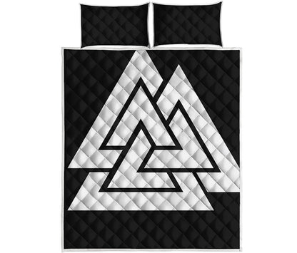 Viking Valknut Symbol Print Quilt Bed Set