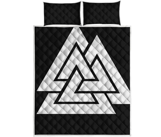 Viking Valknut Symbol Print Quilt Bed Set