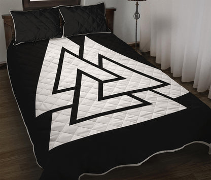 Viking Valknut Symbol Print Quilt Bed Set