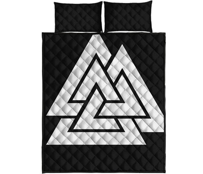 Viking Valknut Symbol Print Quilt Bed Set