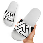 Viking Valknut Symbol Print White Slide Sandals