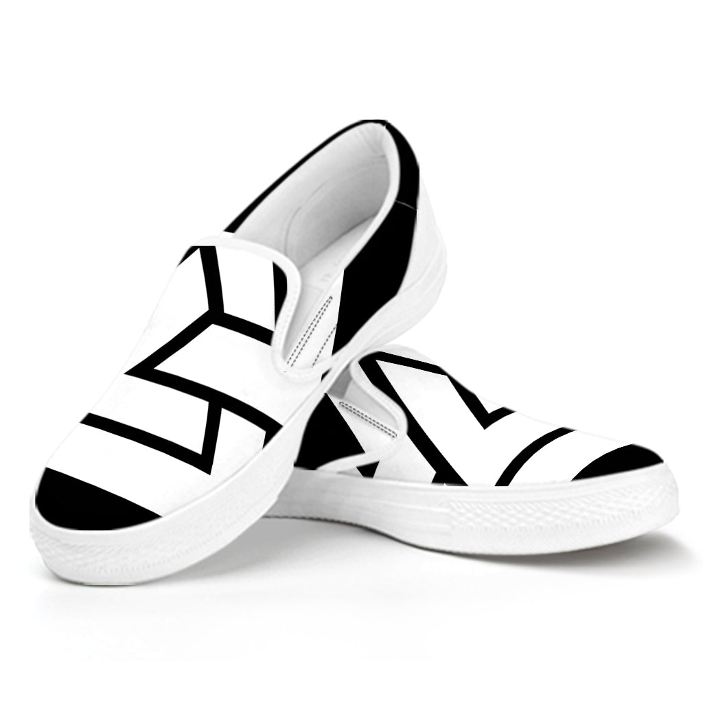 Viking Valknut Symbol Print White Slip On Shoes