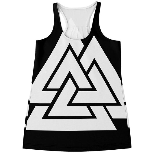 Viking Valknut Symbol Print Women's Racerback Tank Top