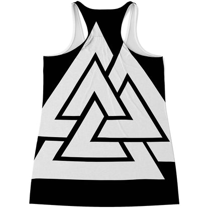 Viking Valknut Symbol Print Women's Racerback Tank Top