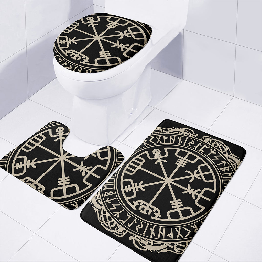 Viking Vegvisir Print 3 Piece Bath Mat Set