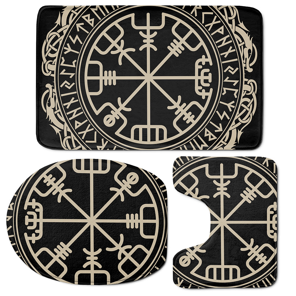 Viking Vegvisir Print 3 Piece Bath Mat Set