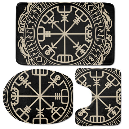 Viking Vegvisir Print 3 Piece Bath Mat Set