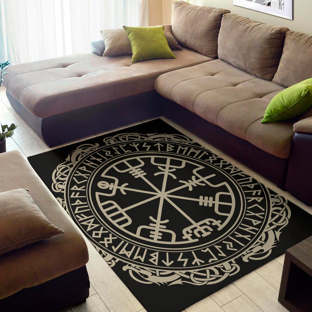 Viking Vegvisir Print Area Rug