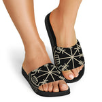 Viking Vegvisir Print Black Slide Sandals