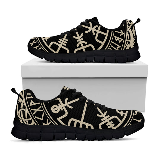 Viking Vegvisir Print Black Sneakers