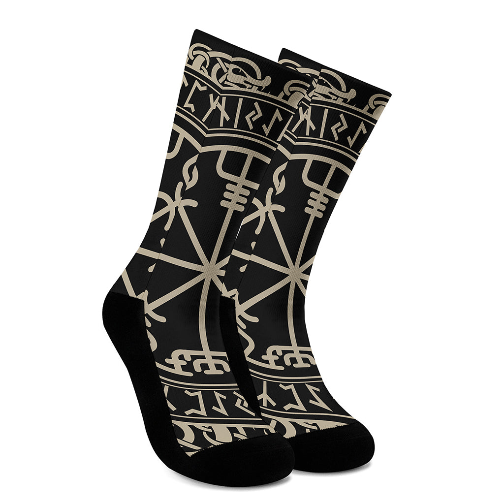 Viking Vegvisir Print Crew Socks